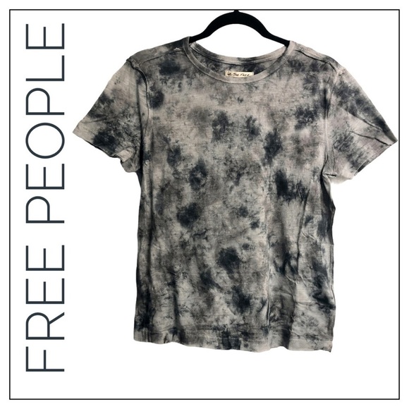 Free People Linen Blend Riptide Tee  Washed Black - Picture 1 of 5